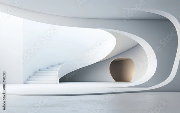 Fototapeta Minimalist modern architecture and spatial structure
