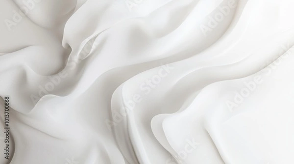 Fototapeta Abstract white silky waves background, tranquil and elegant design concept