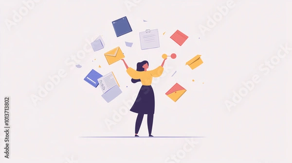 Fototapeta Effortless Multitasking: A Flat Design of Maximizing Productivity and Efficiency 1