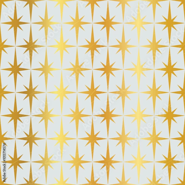 Obraz Gold Midcentury Modern Googie Star Abstract Geometric Seamless Vector Repeat Pattern
