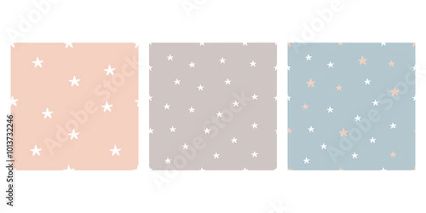 Fototapeta Simple star seamless vector patterns. Simple pastel star for fabric, textile, wallpaper, wrapping paper