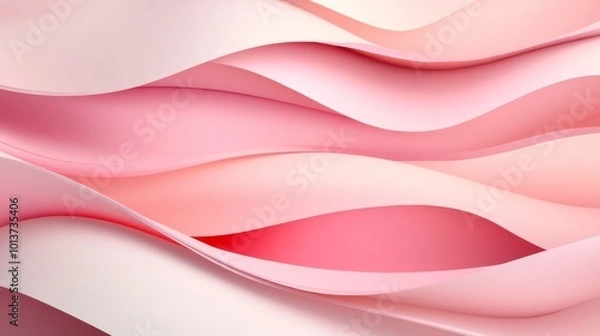 Fototapeta Abstract pink and white wavy pattern, pastel background. Modern art and design concept