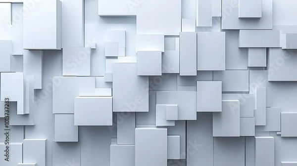 Fototapeta Minimalist abstract background with overlapping grey and white geometric shapes forming a clean, modern design.