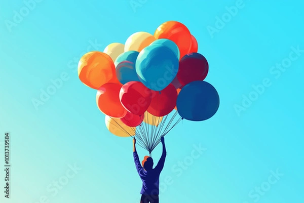 Fototapeta Colorful Balloons Against Blue Sky