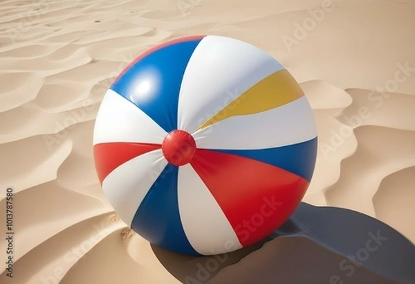 Obraz Colorful beach ball with red, white, blue, yellow, and green panels