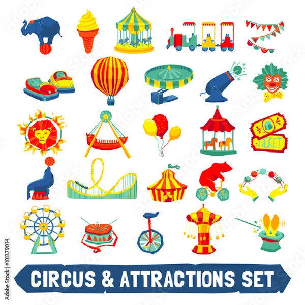 Fototapeta Circus Icons Set
