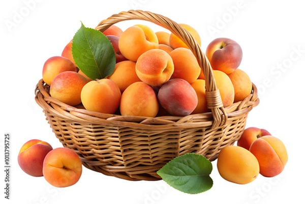 Fototapeta Lots of Apricot in a basket on white background