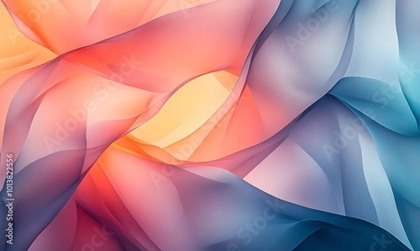 Fototapeta A colorful abstract design featuring flowing shapes in warm and cool tones, creating a dynamic visual contrast.