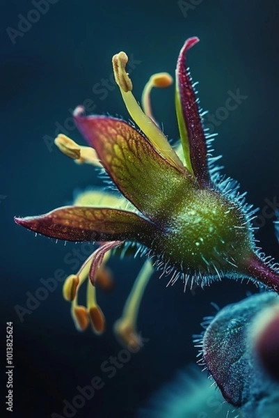 Fototapeta Macro Photography of a Flower Bud with Vivid Colors and Fine Details