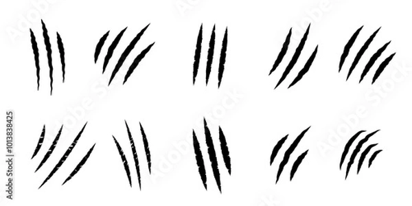 Fototapeta Animal claw scratch icons. Set of animal scratch marks. Vector