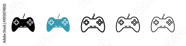 Obraz Gaming controller vector icon set in black and blue colors.