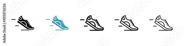 Obraz Shoes vector icon set in black and blue colors.