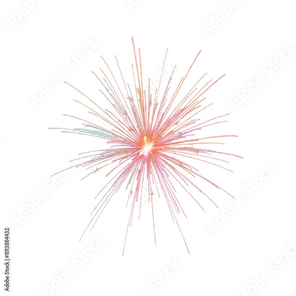 Fototapeta Vibrant firework explosion captured in full bloom against a transparent background. Ideal for festive designs, holiday celebrations, and event decorations.

