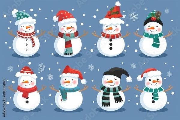 Obraz Christmas Snowman Vector Character Design