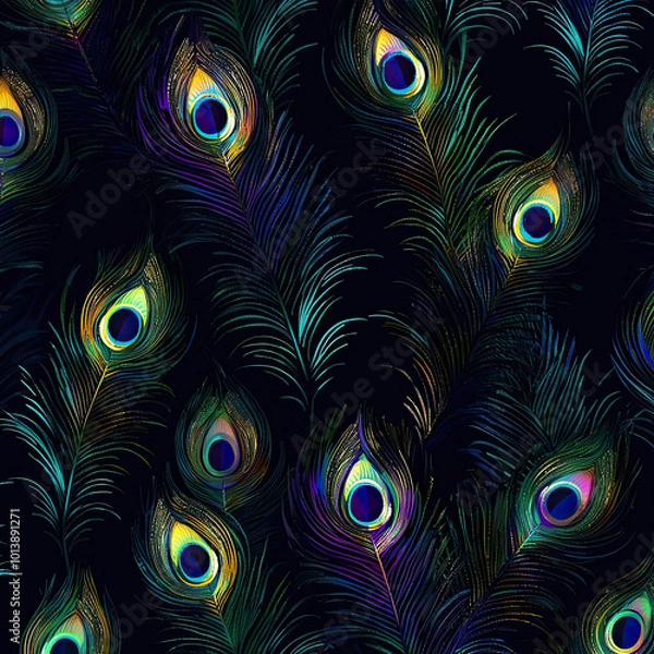 Fototapeta Beautiful Wallpaper with a Peacock Design, Ideal Colorful Bird Poster or Graphic Resource for Creative Project, Ai Generative