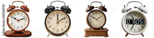 Fototapeta Alarm clock set isolated
