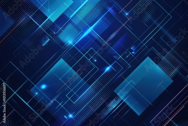Fototapeta A blue and white background with a lot of lines and squares, generative ai image