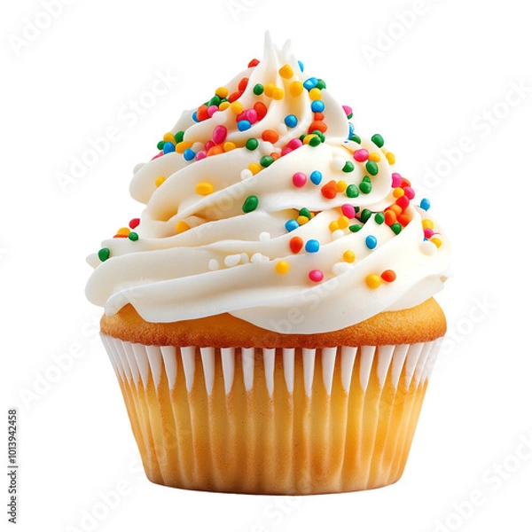 Fototapeta Cupcake with frosting, white isolate background