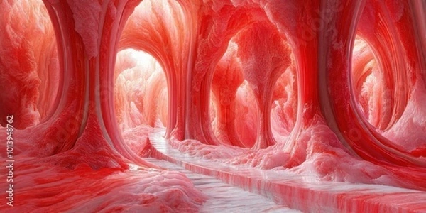 Fototapeta Exploring Ethereal Landscapes: A Dreamlike Encounter with Vivid Colors and Organic Forms