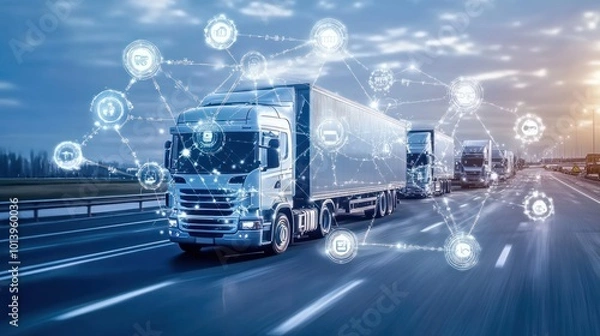 Obraz Connected Trucks on the Road