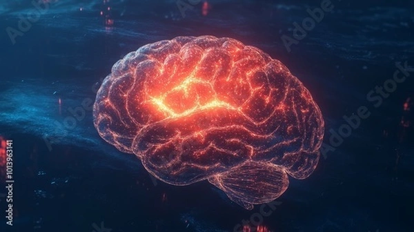 Fototapeta x-ray of human brain with neon lights