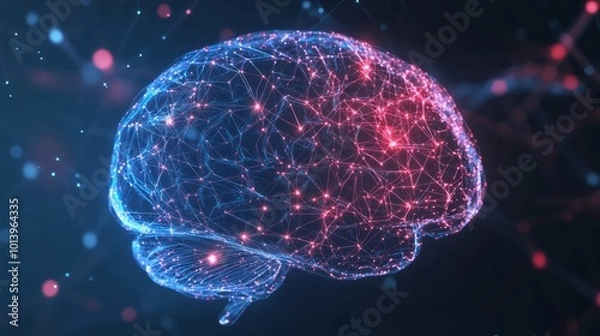Fototapeta x-ray of human brain with neon lights