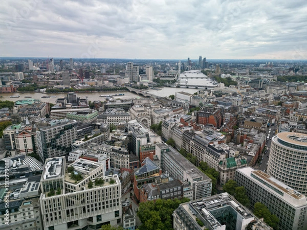 Obraz The Strand underpass Holborn London aerial view Drone shot