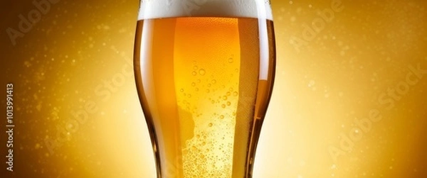 Fototapeta Beer with foam texture close-up