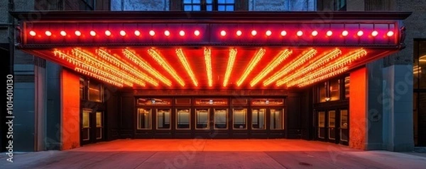 Fototapeta A vintage movie theater restored with LED marquee lights that replicate the original 1920s neon aesthetic, blending history with energy efficiency