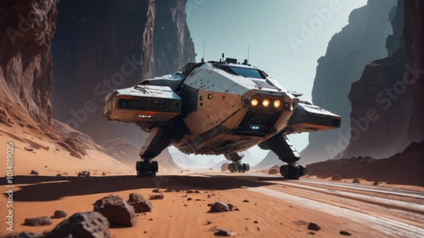 Fototapeta Amidst interstellar trade routes, smugglers navigate treacherous routes, their ships equipped with stealth technology and laser countermeasures to evade detection, Generative AI