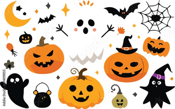 Fototapeta Set of Halloween elements illustration 