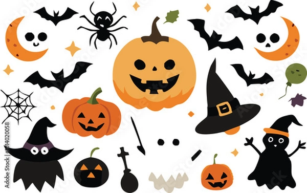 Fototapeta Set of Halloween elements illustration 