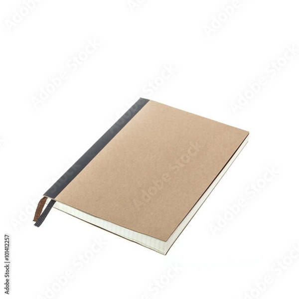 Fototapeta New brown notebook isolated on white