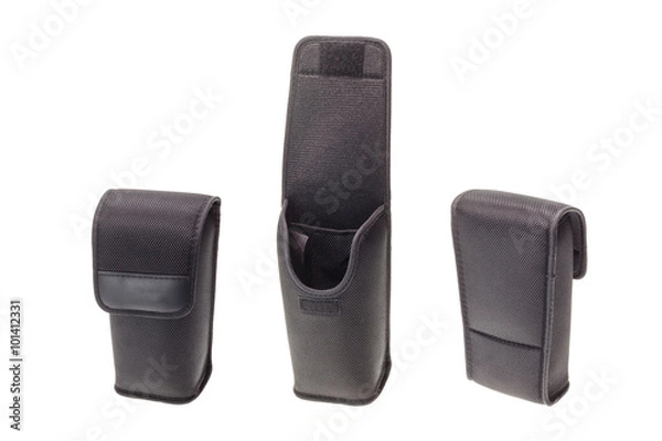 Fototapeta New black speedlight flash case isolated on white