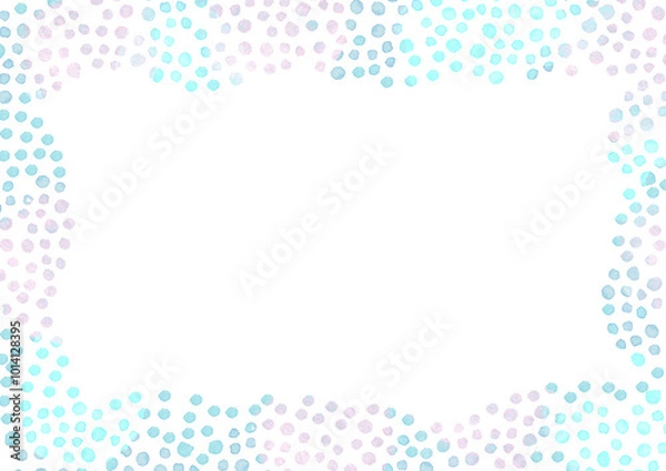 Fototapeta 水彩で描いた水玉模様のフレーム