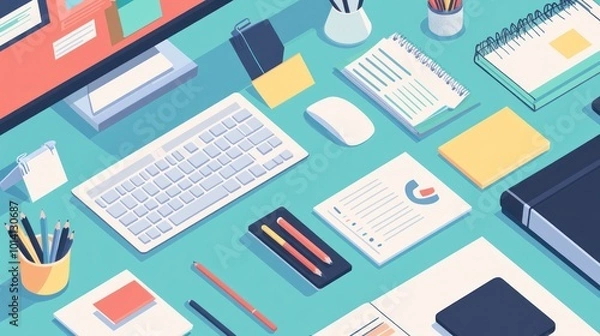 Fototapeta Desktop Workstation: Organized for Productivity