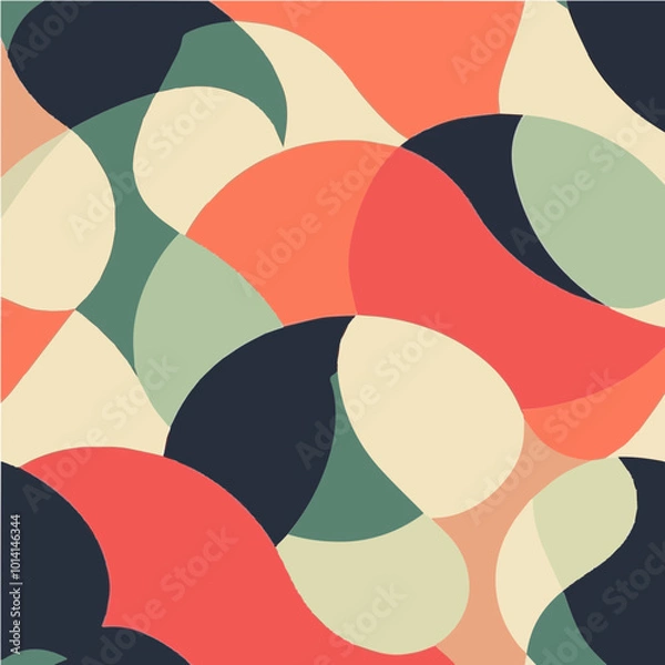 Fototapeta Abstract organic vector pattern with smooth, curving shapes in warm tones. Perfect for modern designs, home decor, and textile prints.