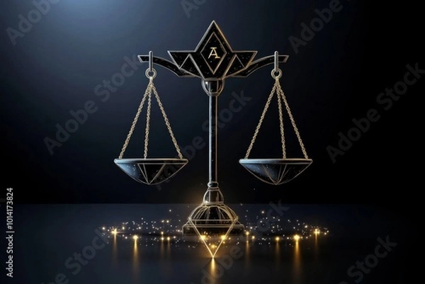 Fototapeta Simple minimalist icon of utilitarian ethics, with geometric shapes representing balance, equality, and justice