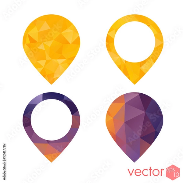 Obraz Icons place point navigation polygon style colored set