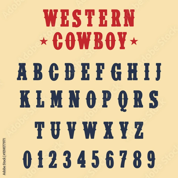 Fototapeta Western Cowboy bold font design with Western-style letters.