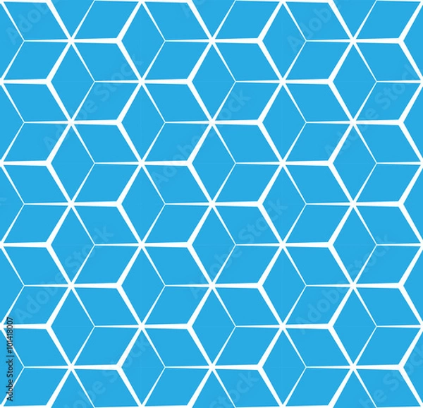 Fototapeta Abstract cubic blue background, seamless pattern