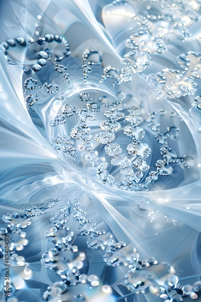 Fototapeta Shining blue diamonds on shiny background close-up with copy space, jewelry banner with space for text