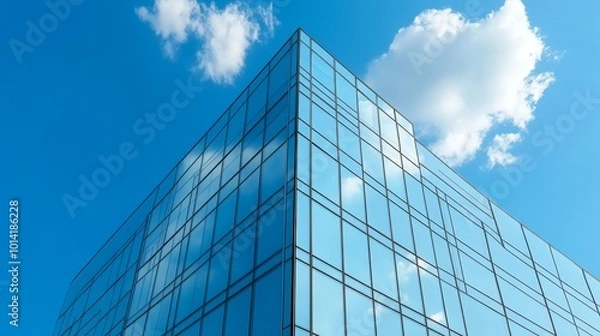 Fototapeta Modern Glass and Iron Office Building with Sleek Architecture, showcasing innovation, transparency, and progress. Represents corporate success, urban development, and contemporary design.