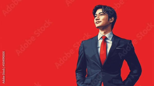 Obraz 若い日本人ビジネスマンのイラスト