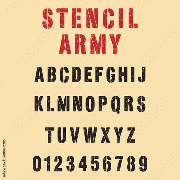 Fototapeta Stencil Army bold font design with military-style
