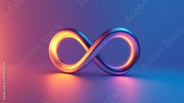 Fototapeta A glowing infinity symbol on a blue and purple gradient background.