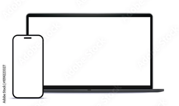 Fototapeta Mockup of tablet and mobile phone, editable vector file
