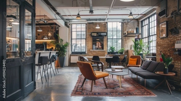 Obraz Stylish and modern coworking office space with industrial design elements