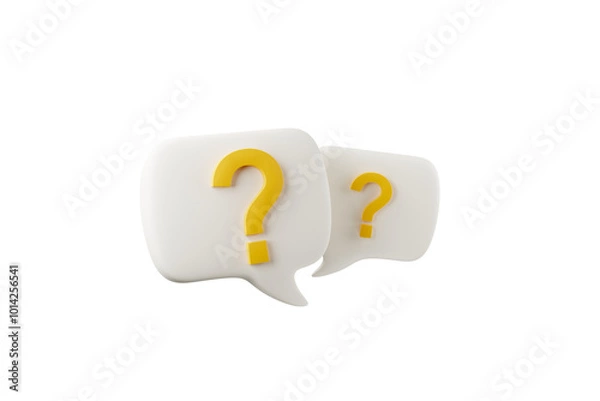 Fototapeta 3D rendering A question mark floated in the air. Question ideas that arise in various places.