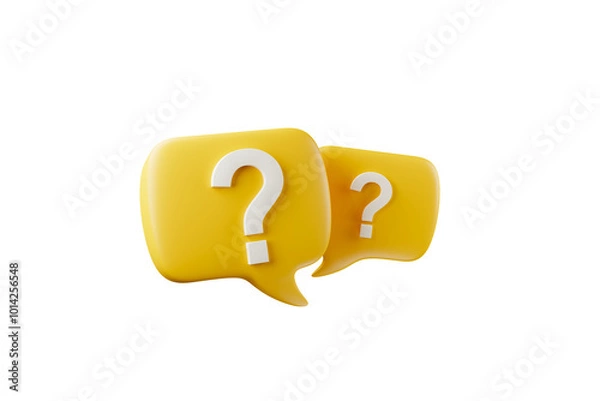 Fototapeta 3D rendering A question mark floated in the air. Question ideas that arise in various places.